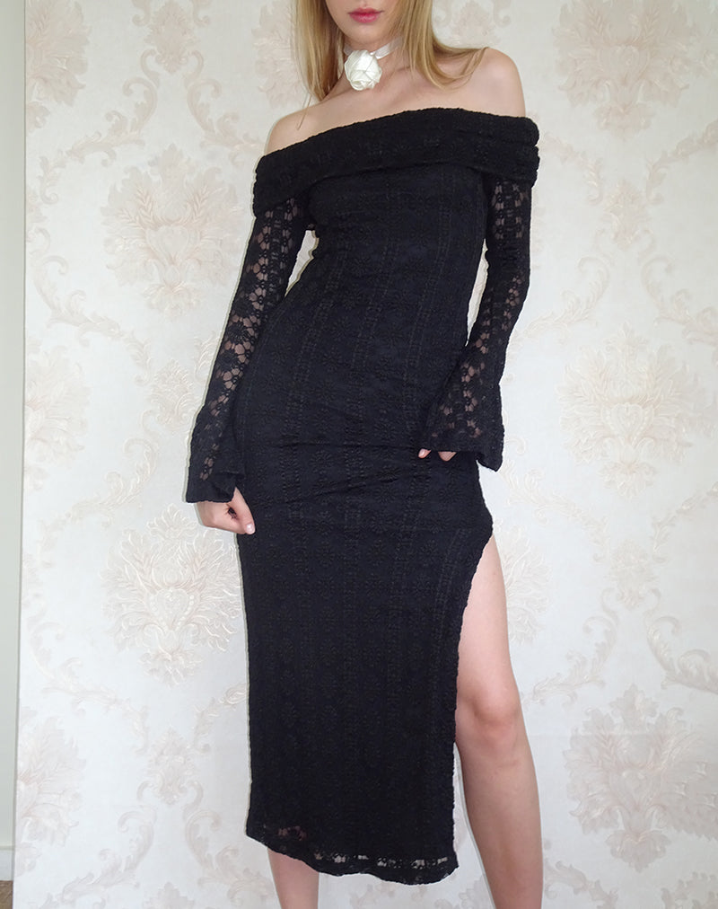 Maxi Vestido Philippa de Encaje Regal Negro