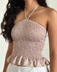 Imagen de Phobe Shirred Halterneck Top in 70s Prairie Girl Floral