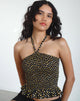 Imagen de Phobe Top con tirantes y escote haltern en Ditsy Floral Bronce