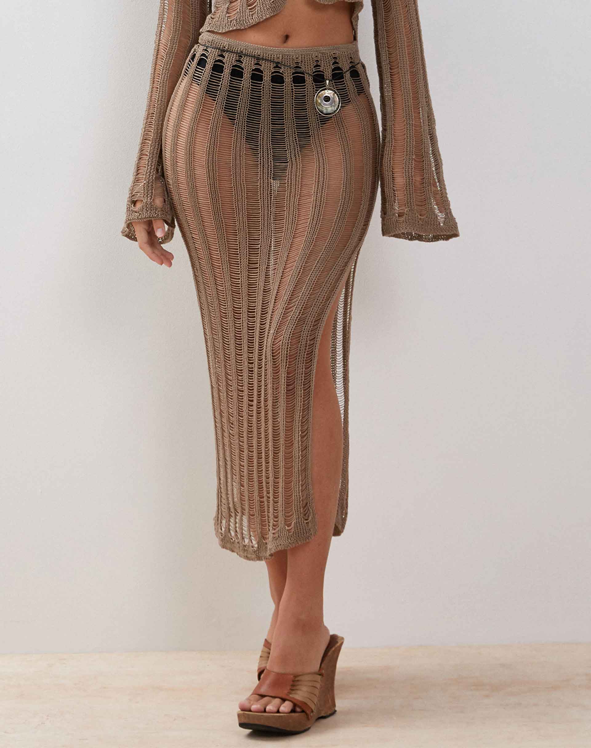 Imagen de Willa Falda Midi de Punto en Topo Desierto