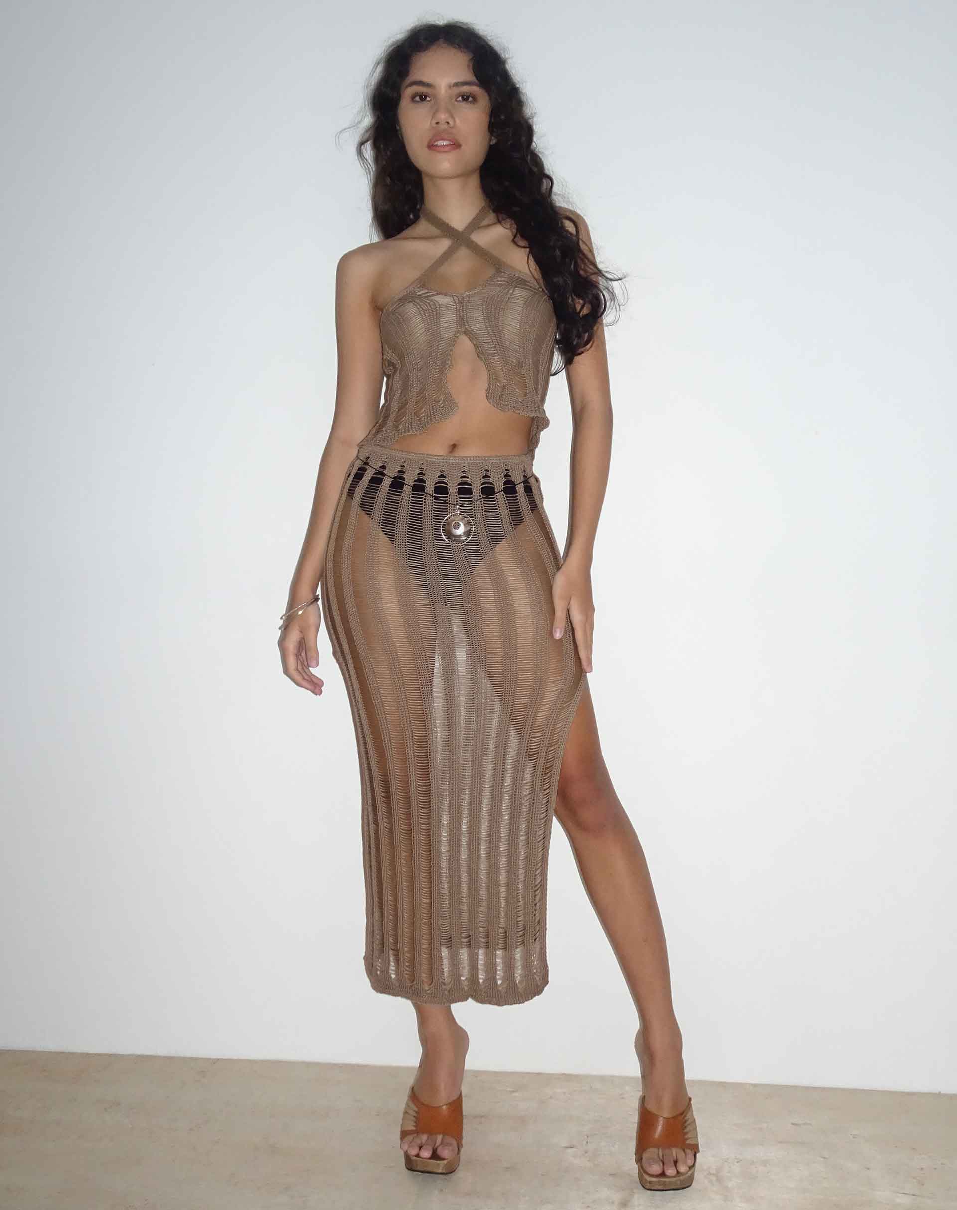 Imagen de Willa Falda Midi de Punto en Topo Desierto