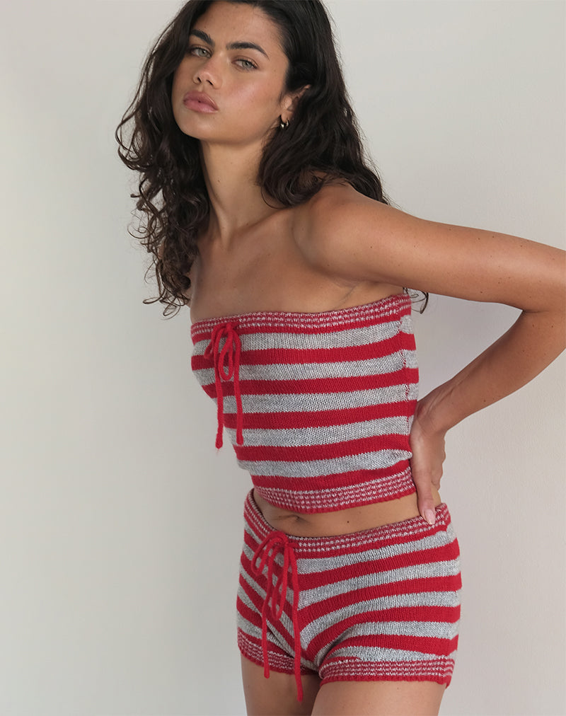 Imagen de Renha Hot Pants a rayas rojas y grises