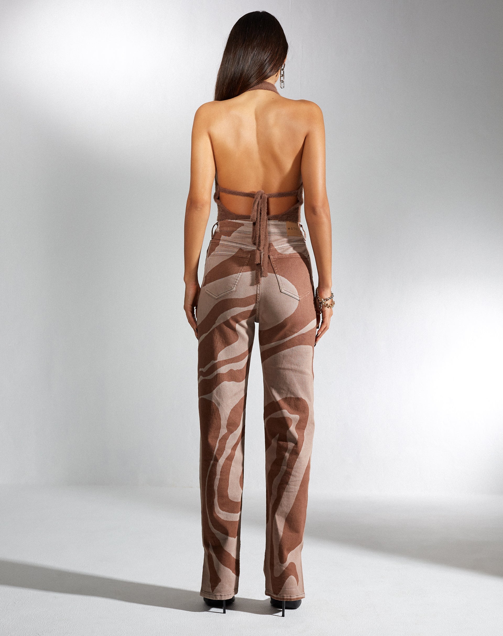 Imagen de MOTEL X IRIS Straight Leg Jeans en Laser Swirl Marrón