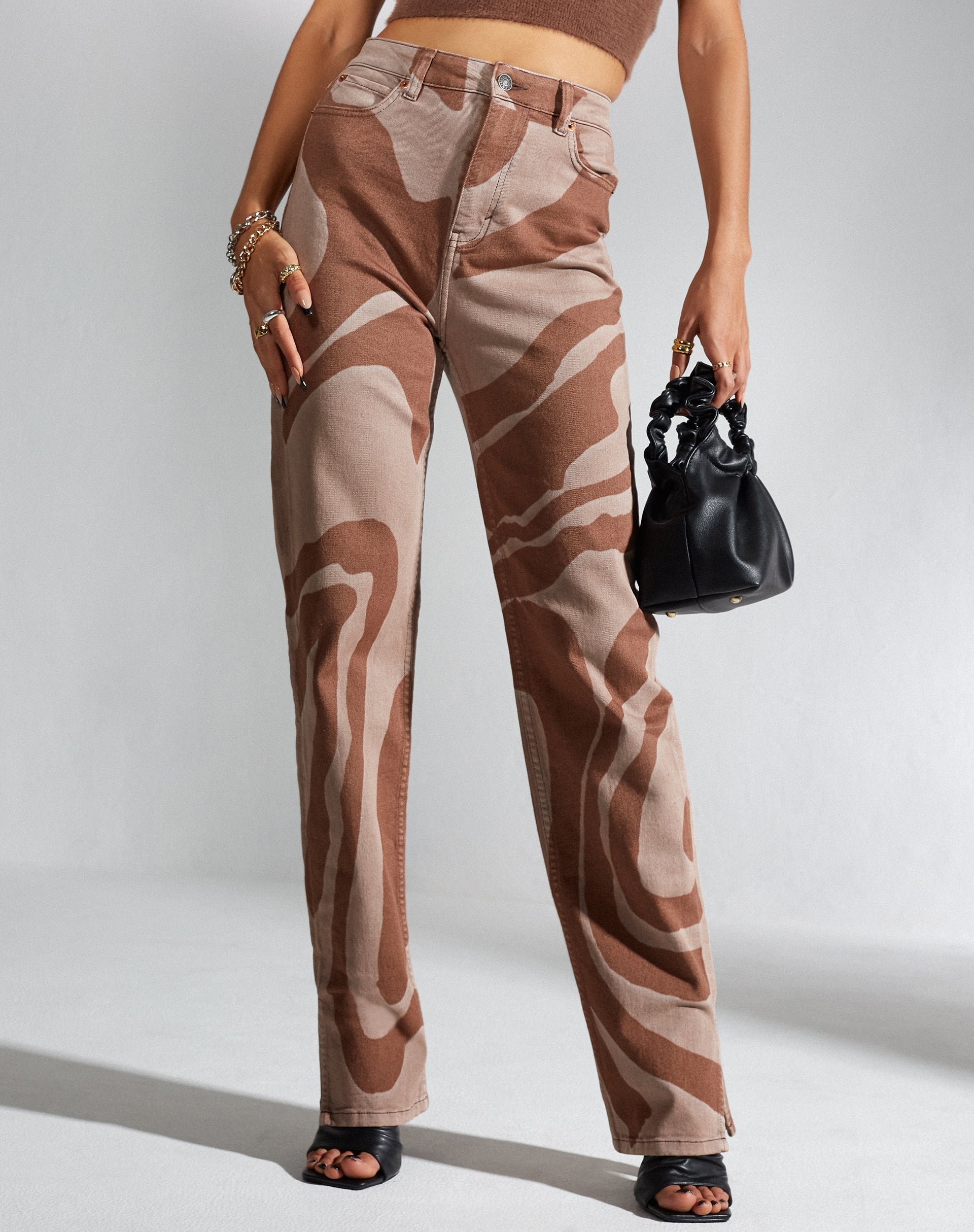 Imagen de MOTEL X IRIS Straight Leg Jeans en Laser Swirl Marrón