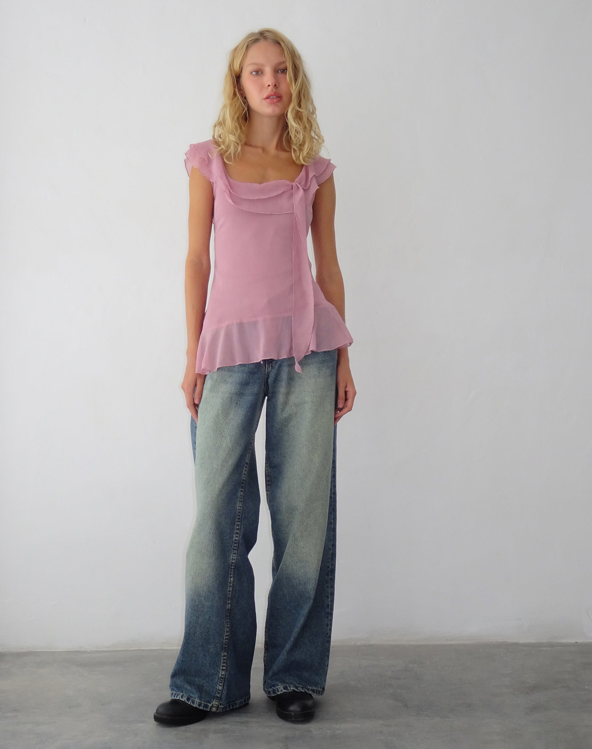 Imagen de Piro Ruffle Longline Top en Light Plum