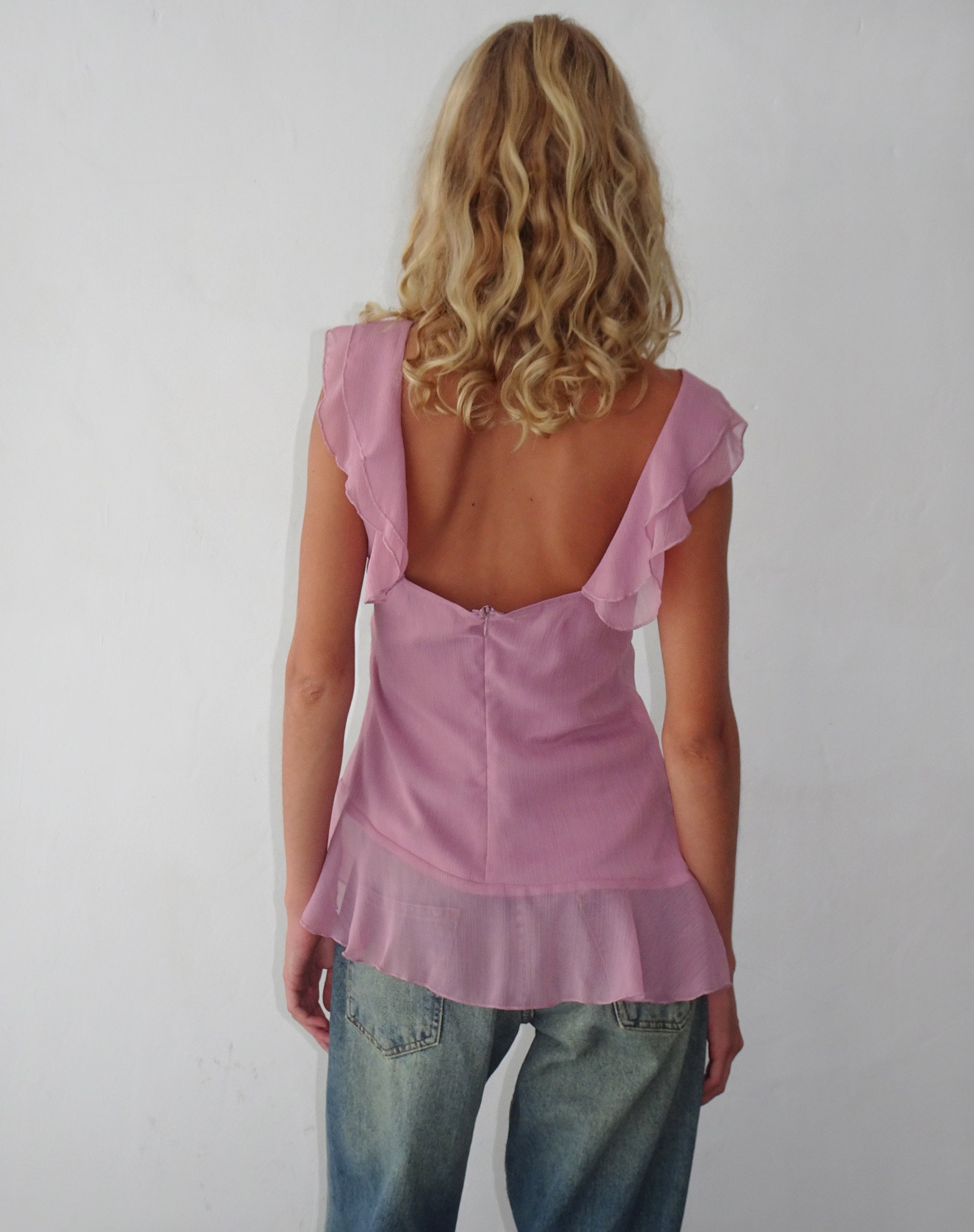 Imagen de Piro Ruffle Longline Top en Light Plum