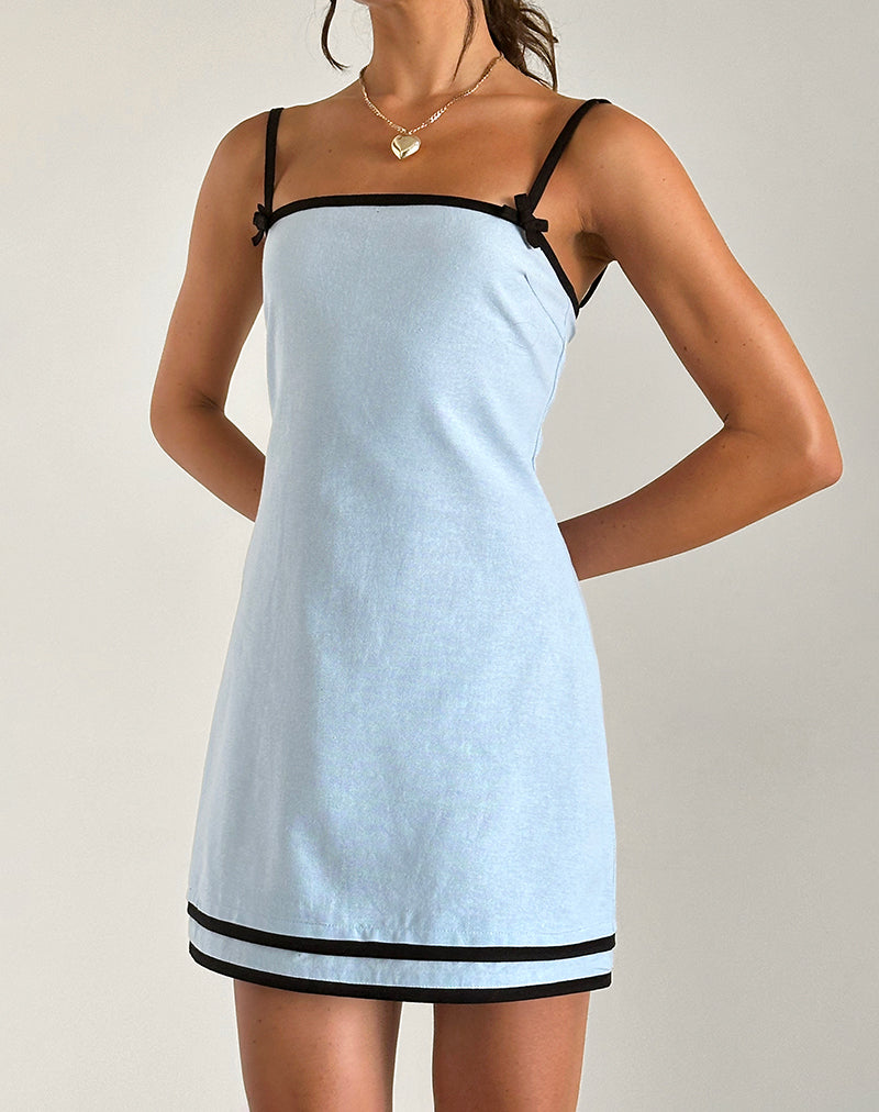 Mini Vestido Plasina en Lino Azul
