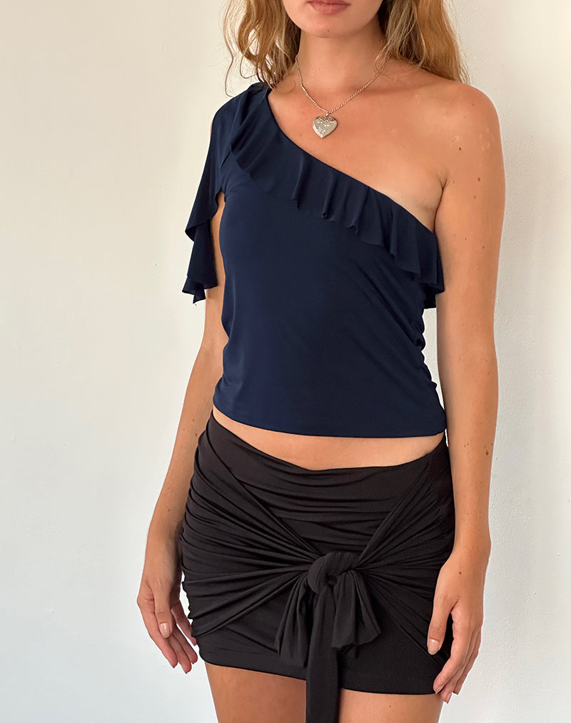 Imagen de Polly Asymmetric Frill Top en Azul Marino