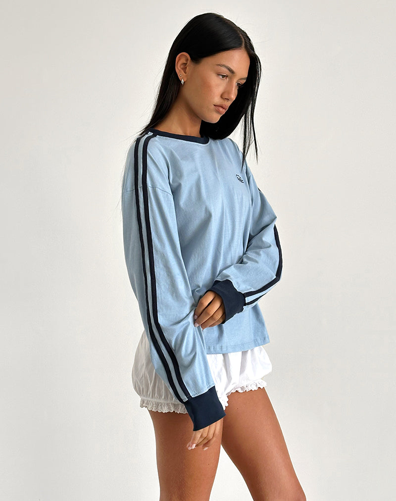 Top de manga larga Prata en azul Nantucket con ribete azul marino