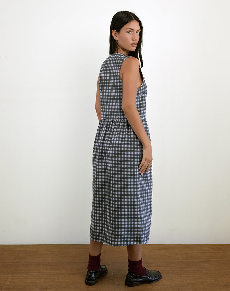 Imagen de Prelith Midi Dress in Black Grey Tonal Gingham
