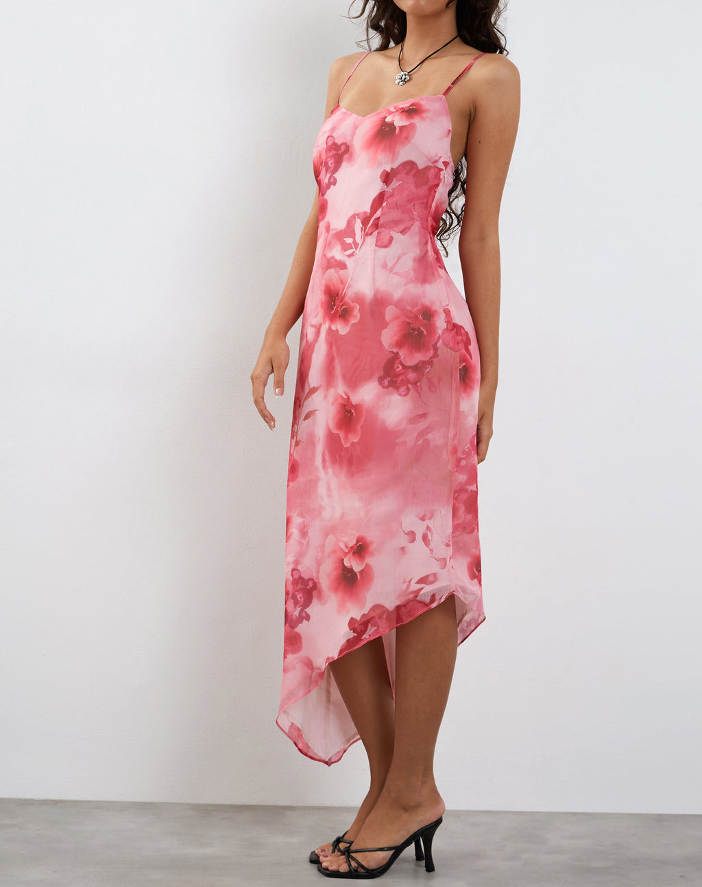 Vestido Preston Midi Rosa Floral Acuarela