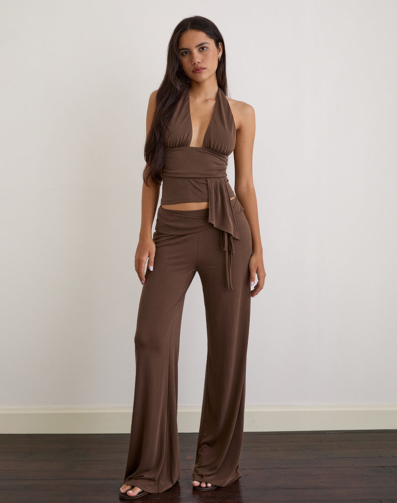 Imagen de Donata Pantalón de cupro marrón oscuro