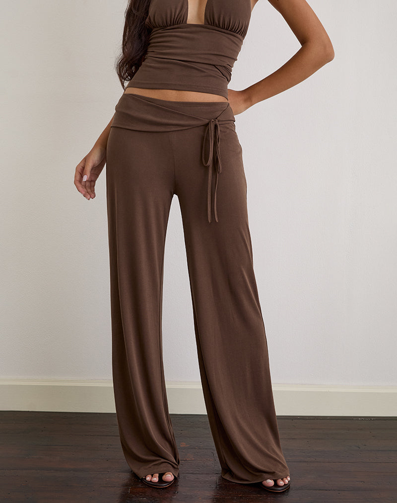 Imagen de Donata Pantalón de cupro marrón oscuro