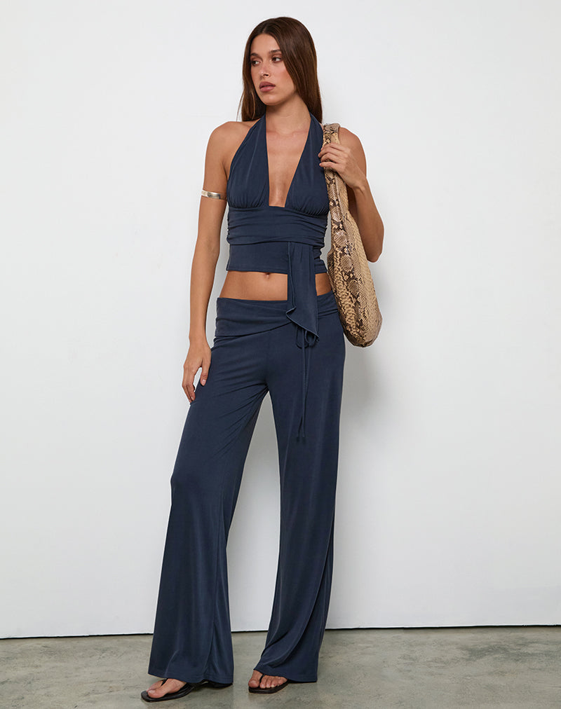 Pantalón Donata en Ocean Storm con cinturón