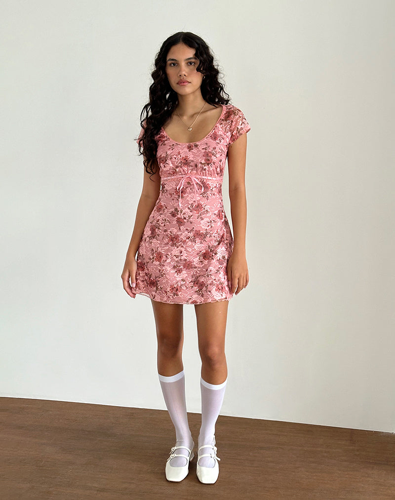 Imagen del vestido Prinsa en encaje rosa Floral Bloom