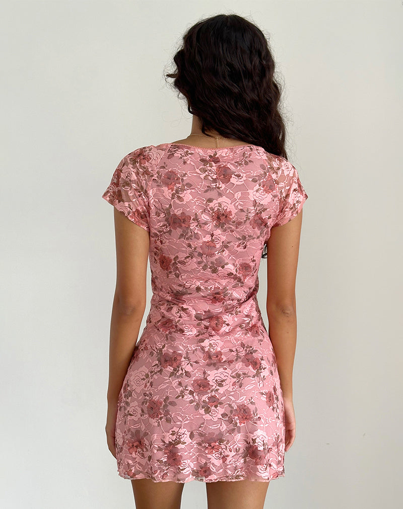 Imagen del vestido Prinsa en encaje rosa Floral Bloom