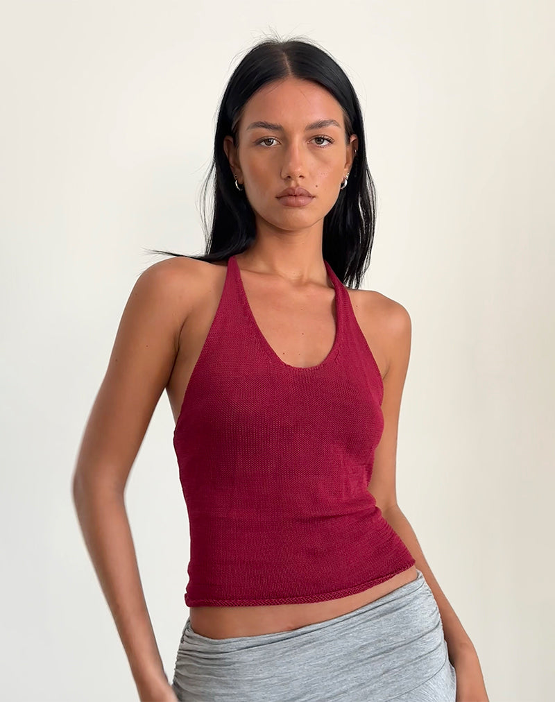 Imagen de Priscilla Top sin mangas de punto transparente Rojo