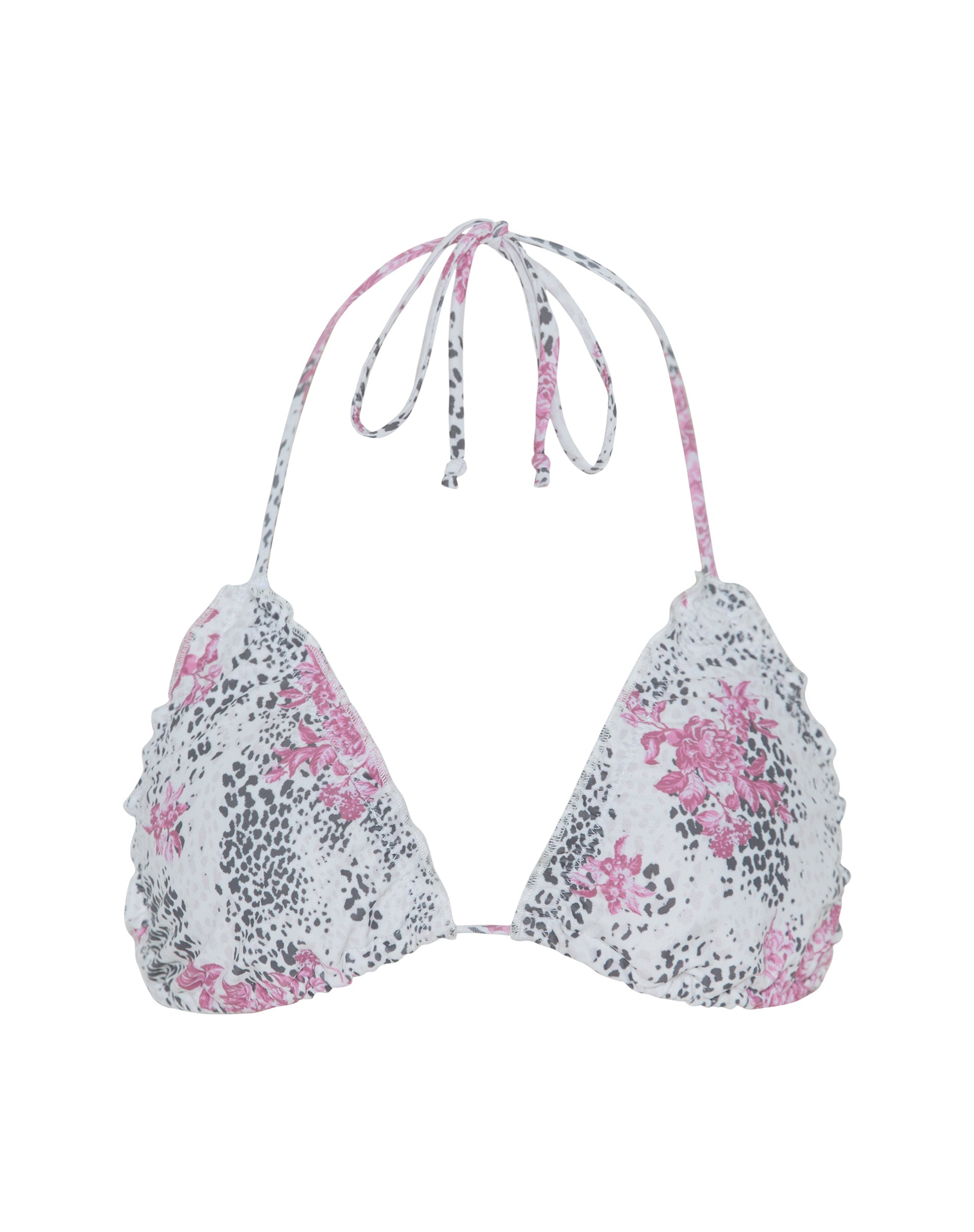 Imagen del sujetador de bikini Prisha en blanco estampado de flores de la jungla