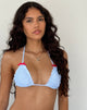 Imagen del sujetador de bikini Pumyla de guinga azul con lazos