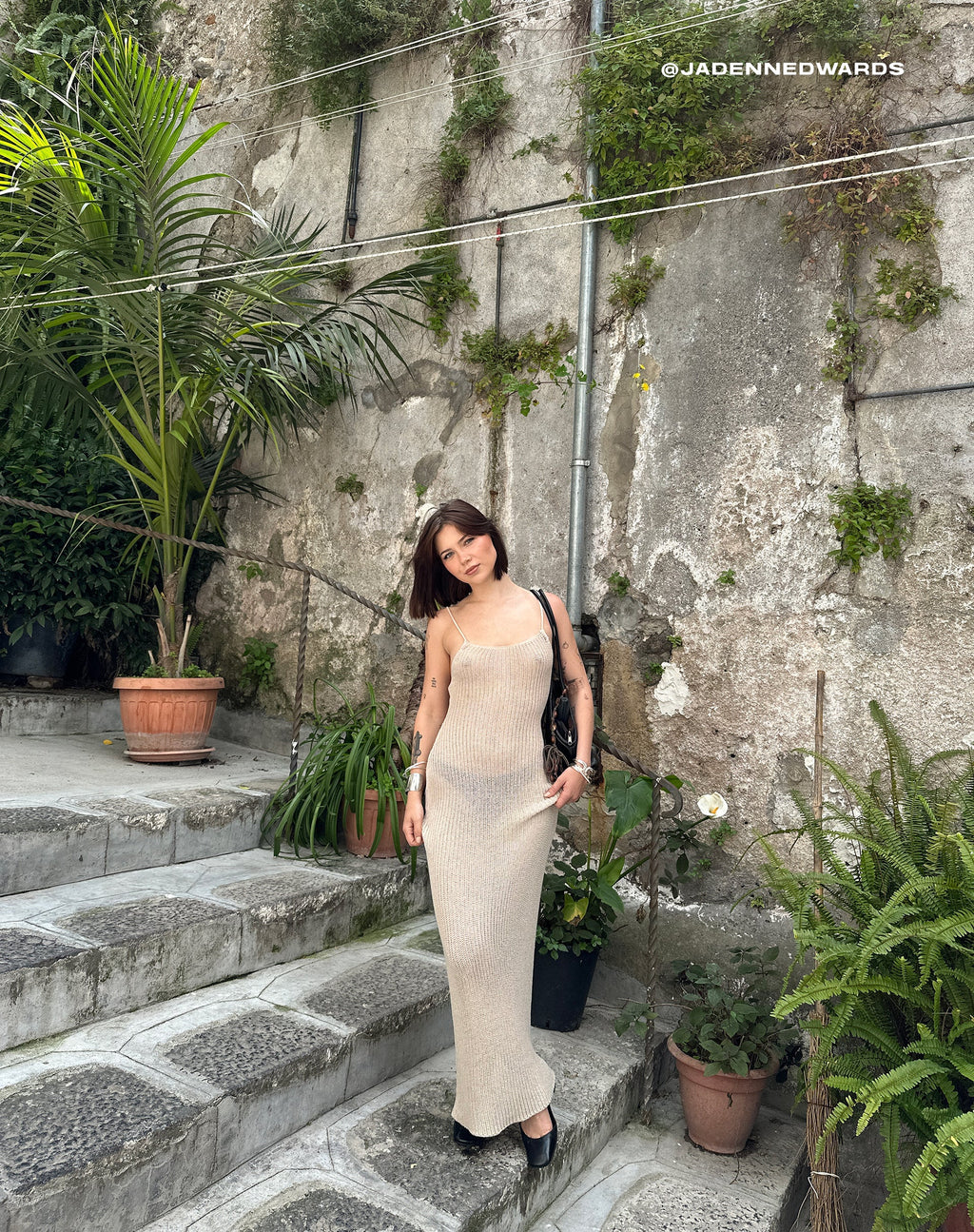 Maxi Vestido de Punto Norila en Neutro