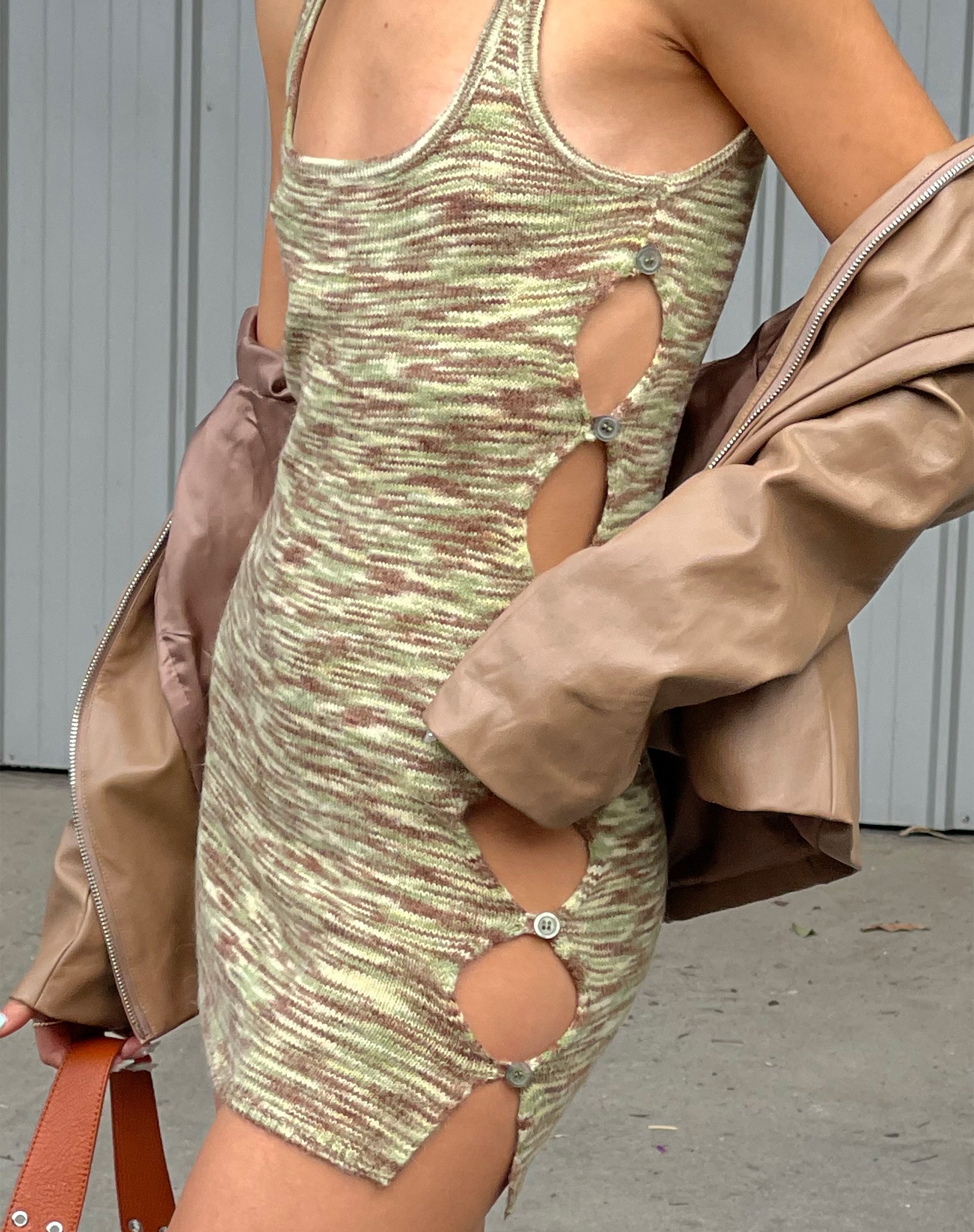 imagen de MOTEL X JACQUIE Lukita Mini Dress in Mix Space Dye Khaki