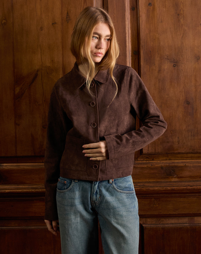 Imagen de Quincy Faux Suede Cropped Jacket Marrón