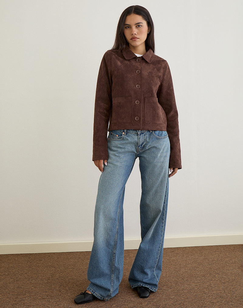 Imagen de Quincy Faux Suede Cropped Jacket Marrón