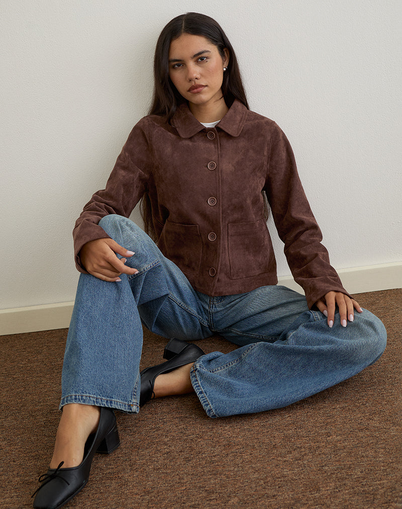 Imagen de Quincy Faux Suede Cropped Jacket Marrón