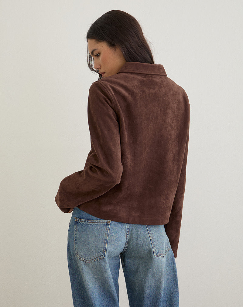 Imagen de Quincy Faux Suede Cropped Jacket Marrón