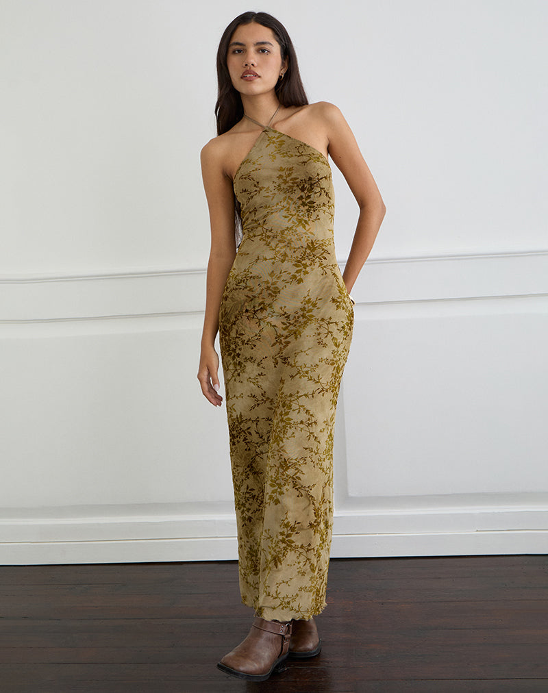 Imagen de Rabika Maxi Dress in Burn Velvet Green