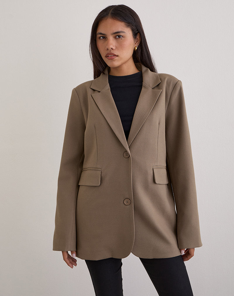 Image of Maiwa Blazer in Textured Tailoring Beige
