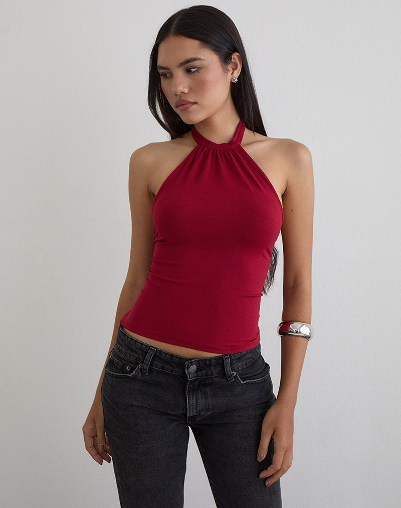 Imagen de Raceline Top cuello redondo en punto de rayón Adrenaline Rojo