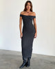 Imagen de Racha Thick Rib Bardot Maxi Dress in Black Forest