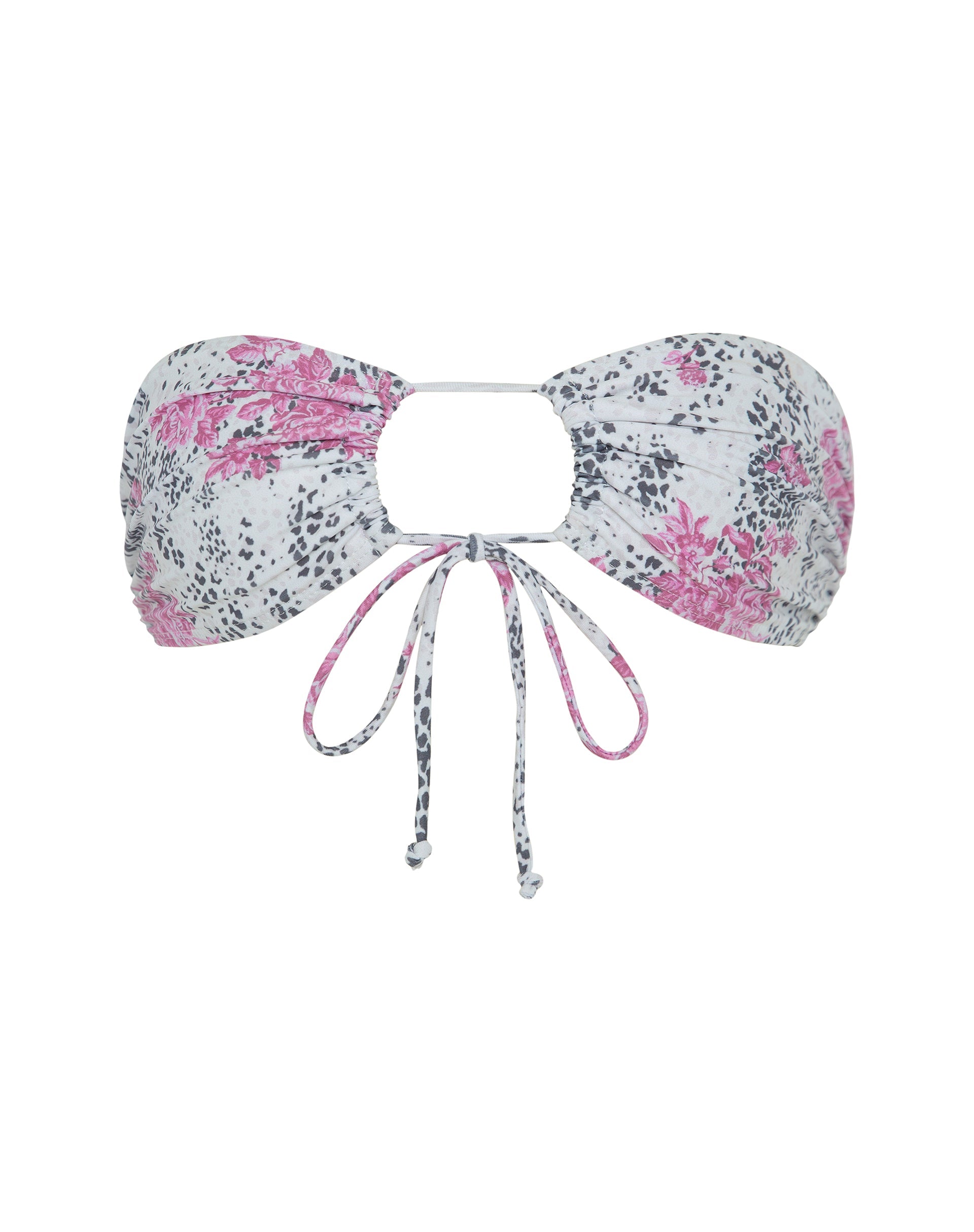 Imagen del sujetador de bikini Racola en blanco estampado de flores de la jungla