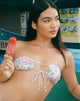 Imagen del sujetador de bikini Racola en blanco estampado de flores de la jungla