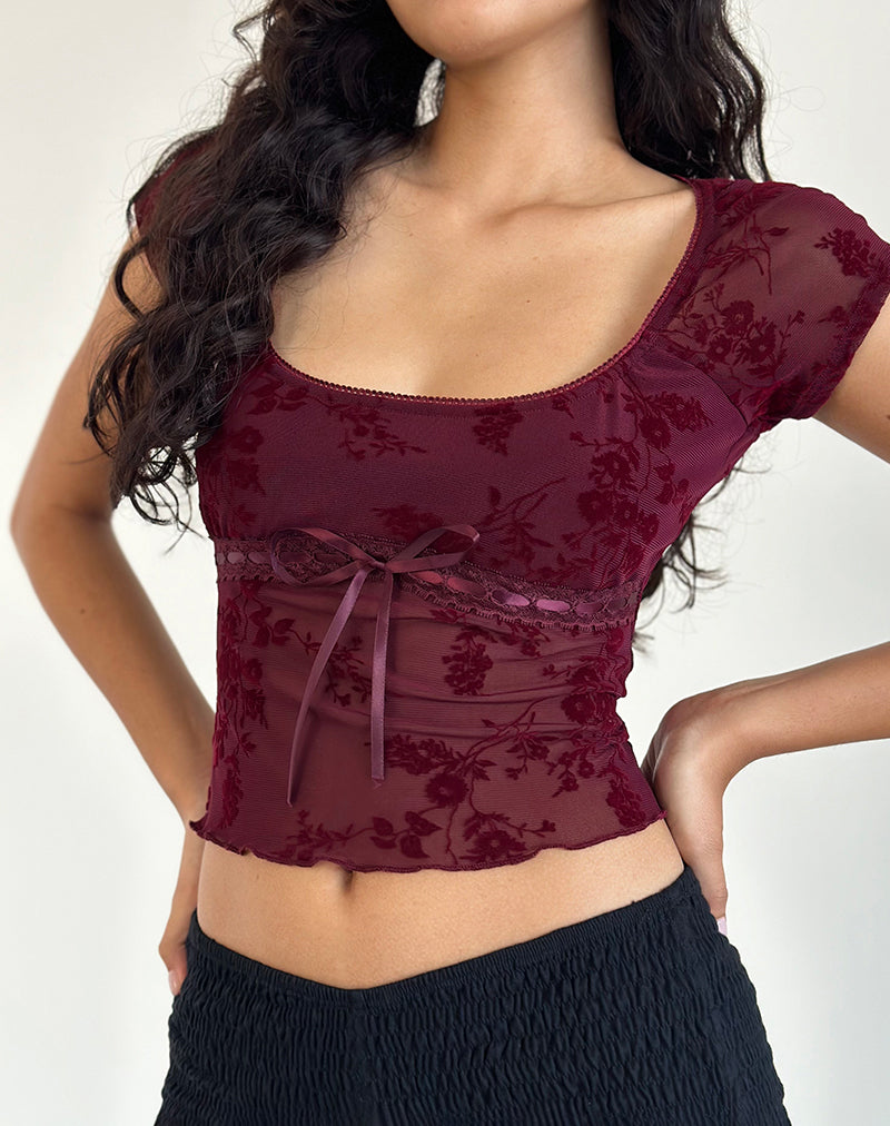 Top Rada en Botanical Flocked Granate