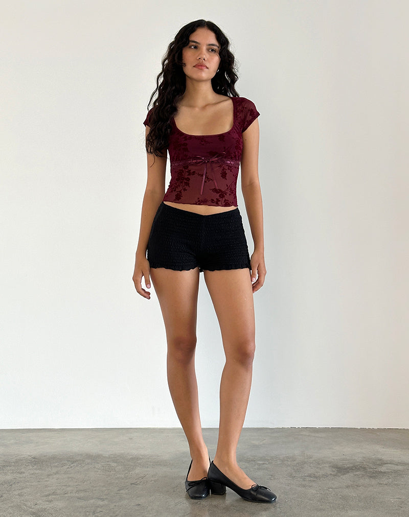 Imagen de Rada Top en Botanical Flocked Maroon