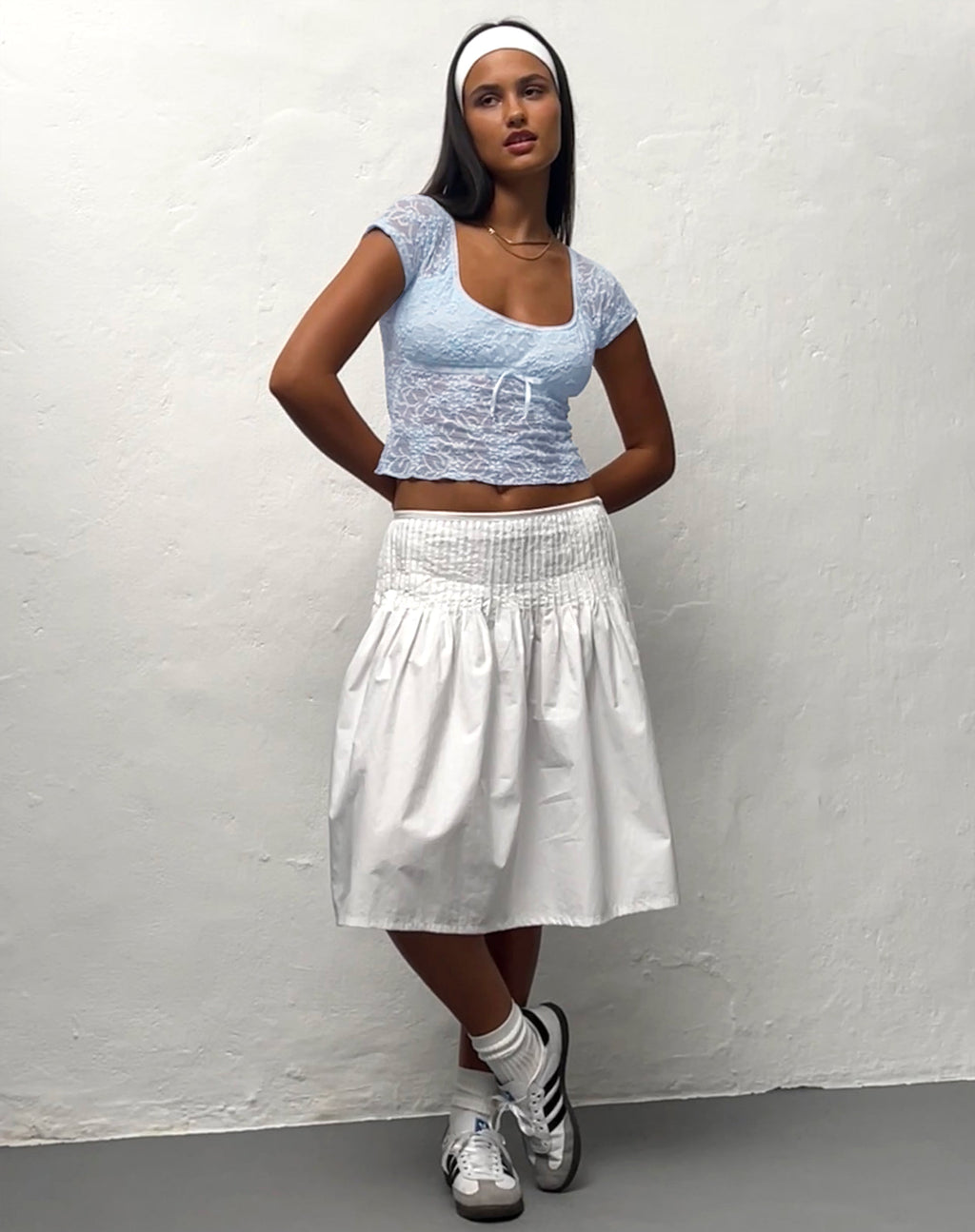Top Rada de encaje azul hielo