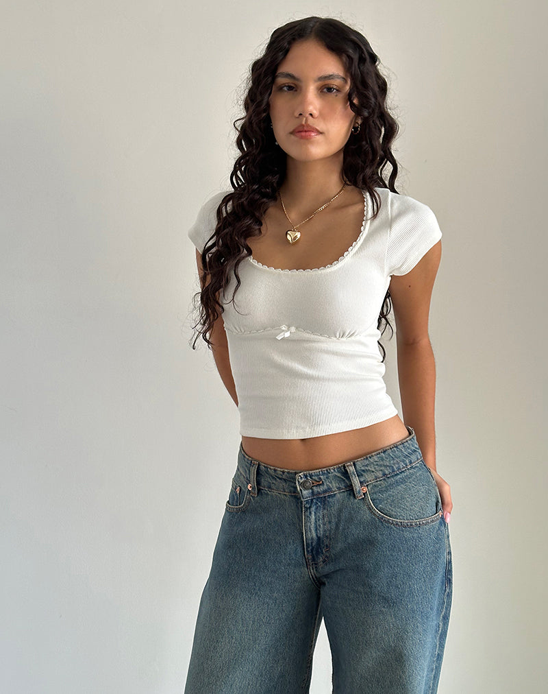 Imagen de Rada Top en canalé Blanco roto