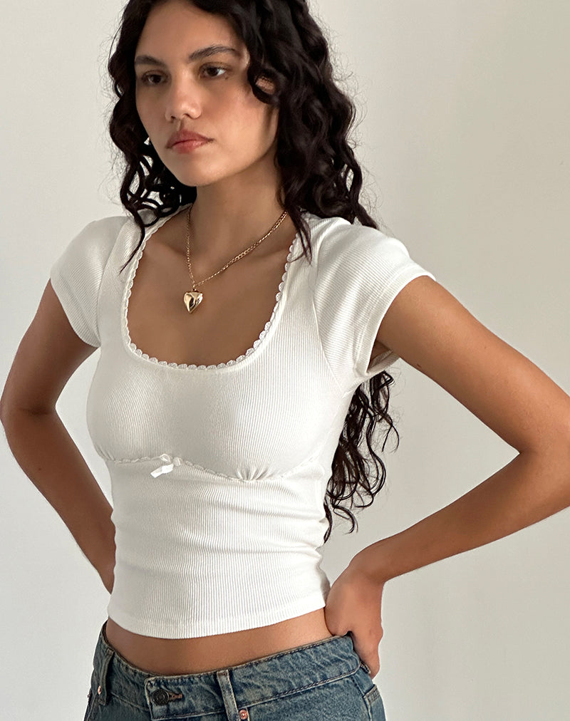 Imagen de Rada Top en canalé Blanco roto