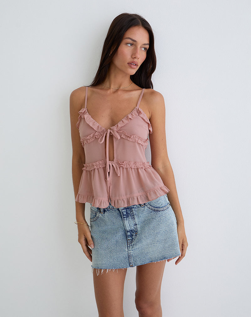 Imagen de Raeya Tie Front Cami Top in Chiffon Pink