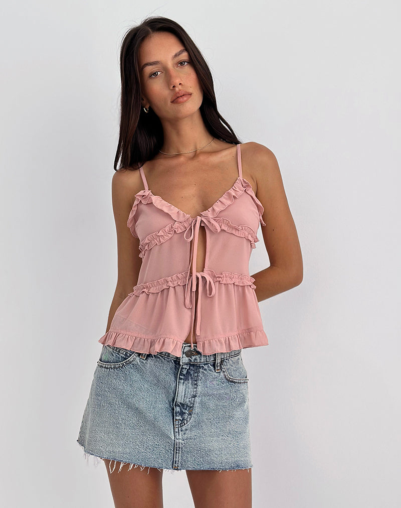Imagen de Raeya Tie Front Cami Top in Chiffon Pink