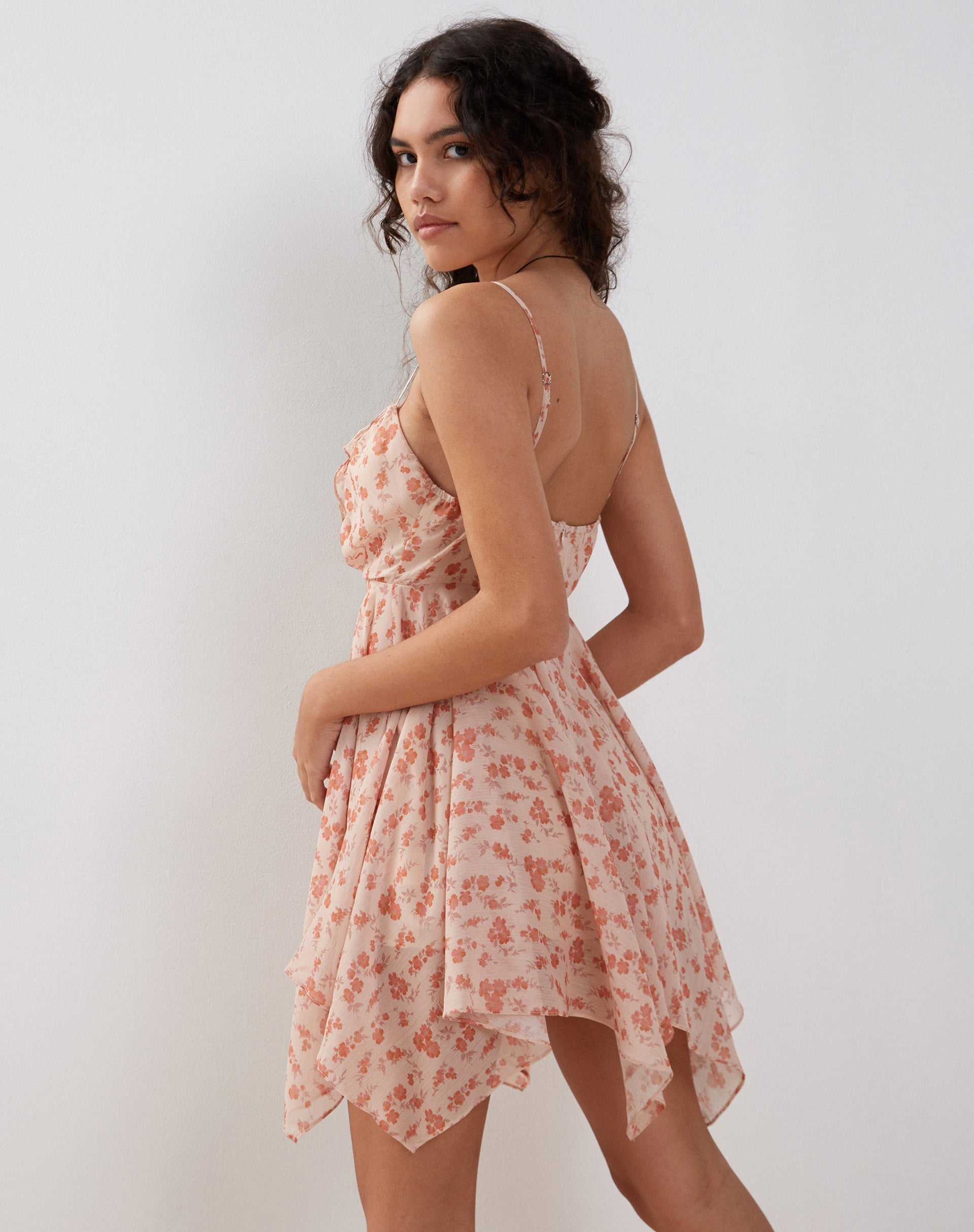 Imagen de Raftar Minivestido de gasa con volante en flor de cerezo melocotón