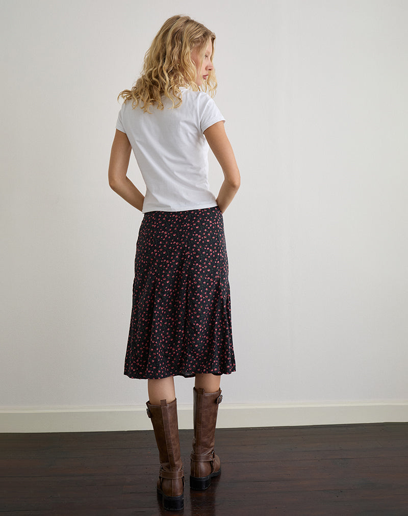Imagen de Rahyu Falda Midi en Rosa Oscuro Rosa Negro