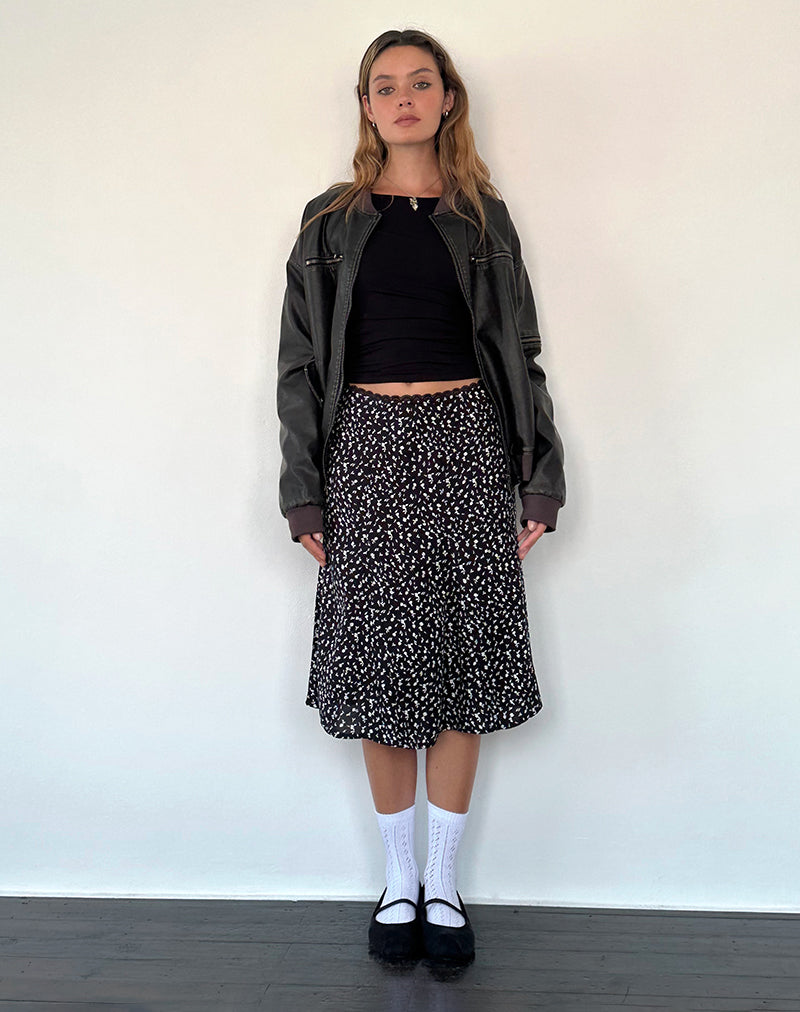 Imagen de Rahyu Falda Midi en Negro Ditsy Romance