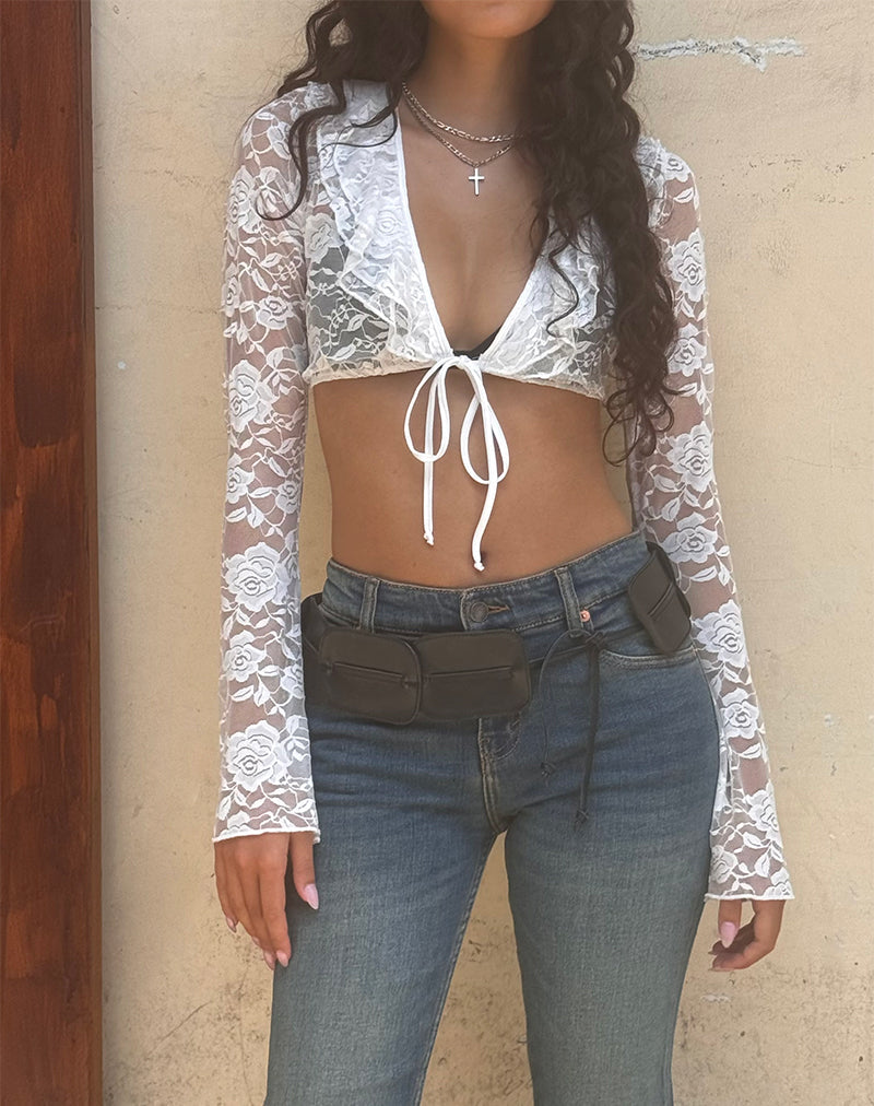 Imagen de Raine Cárdigan sin forro en encaje marfil Big Rose