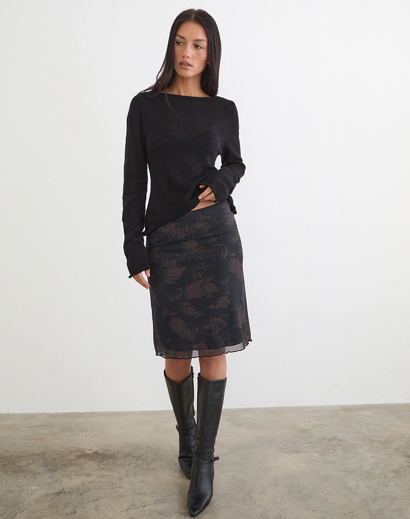 Falda midi Rajhu en rosa dinámico