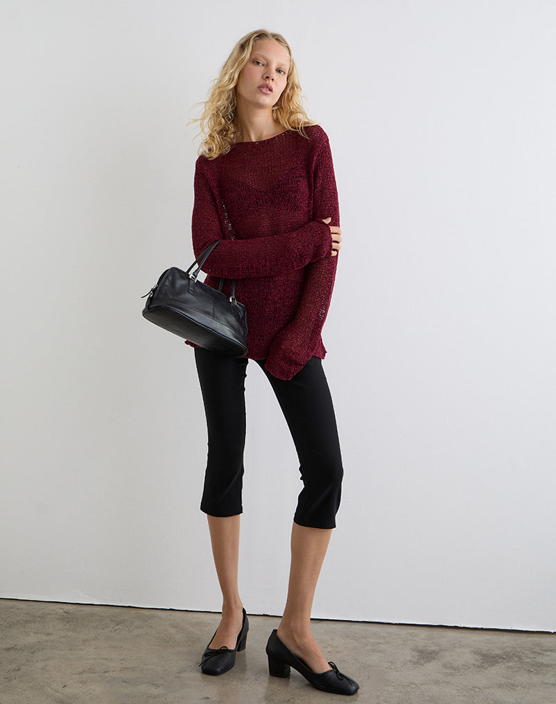 Imagen de Rajiya Open Weave Jumper en Borgoña
