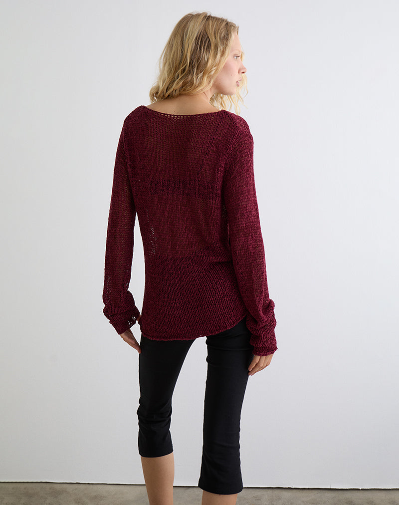 Imagen de Rajiya Open Weave Jumper en Borgoña