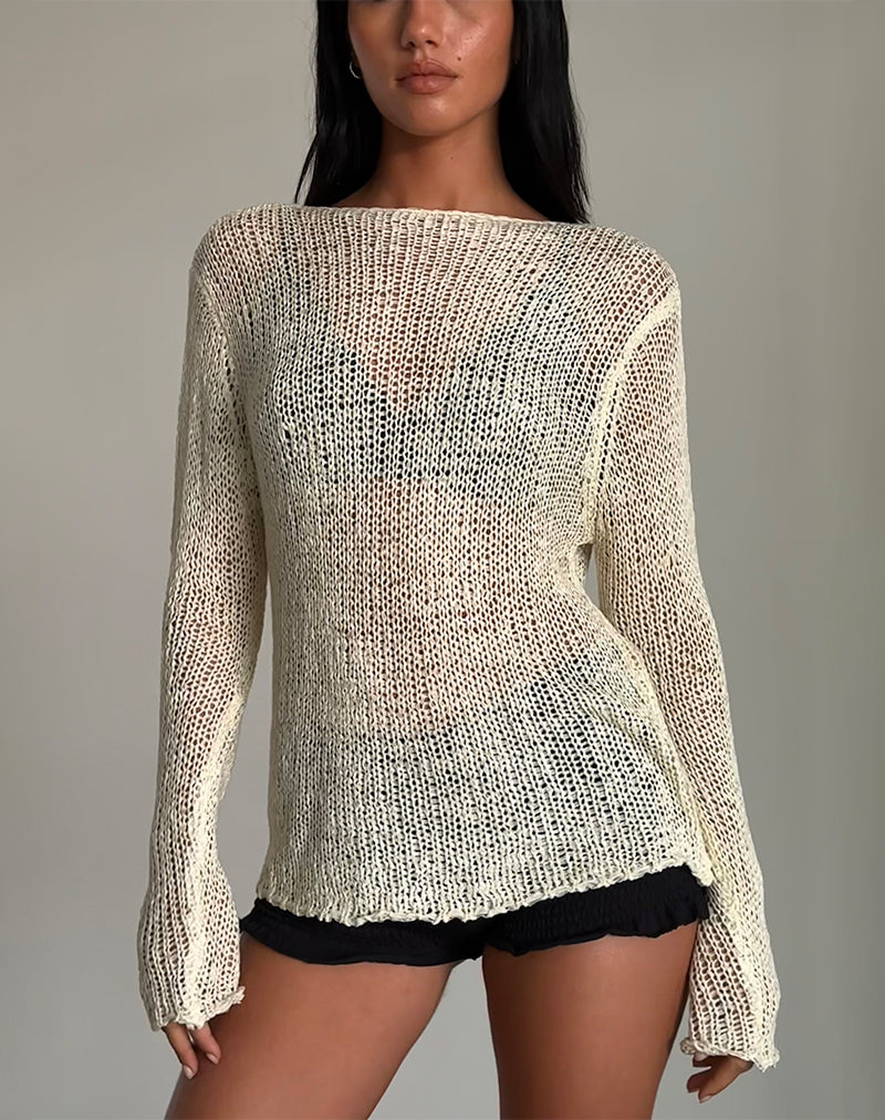 Imagen de Rajiya Open Weave Jumper en marfil